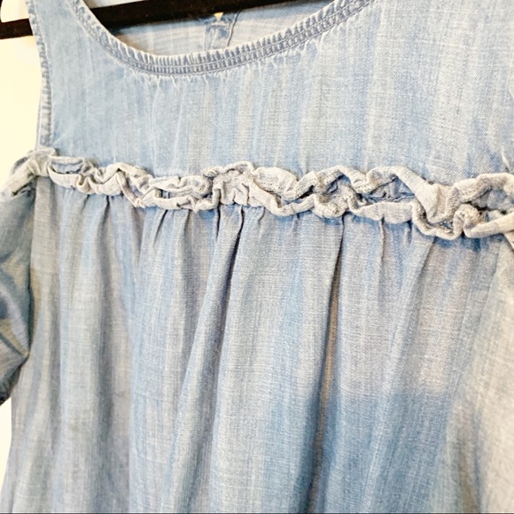 LAUREN CONRAD DENIM COLD SHOULDER DRESS LARGE - Picture 4 of 6